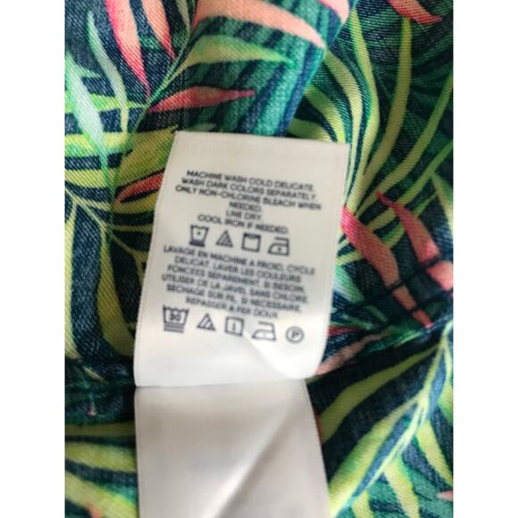 Lands' End Tropical Palm Print Short Sleeve Button Down Shirt 4XL Ecovero - Picture 8 of 8